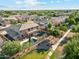 Aerial view showcasing a refreshing pool, patio and lush green landscaping at 3574 E Latham Way, Gilbert, AZ 85297