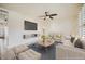 A well-lit living room features stylish decor, a flat screen tv, and large windows at 5166 N 83Rd St, Scottsdale, AZ 85250