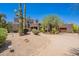 Expansive desert property featuring mature trees, large cacti, and a circular drive at 8606 E Arroyo Seco Rd, Scottsdale, AZ 85266