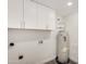 Functional laundry room with white cabinets, a water heater, and connections for a washer and dryer at 8829 W Sheridan St, Phoenix, AZ 85037