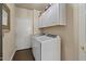 Bright laundry room with white cabinets and a modern washer and dryer at 16420 N Thompson Peak Pkwy # 1002, Scottsdale, AZ 85260