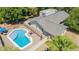 Aerial shot showcasing a backyard oasis with a pool, patio, and well-maintained landscaping at 3964 S Turquoise Dr, Buckeye, AZ 85326