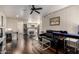 Open concept living room seamlessly flows into a modern kitchen space at 4343 N 21St St # 158, Phoenix, AZ 85016