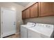 This is a laundry room with front loading washer and dryer, and upper cabinets at 47719 N Camino Del Sol --, Gold Canyon, AZ 85118