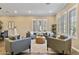 Bright living room featuring neutral tones, plantation shutters, and ample seating arrangement, creating a welcoming space at 6918 E Ivyglen St, Mesa, AZ 85207