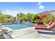 Beautiful pool with waterfall feature and lounge chairs on the patio, perfect for enjoying sunny days at 6918 E Ivyglen St, Mesa, AZ 85207