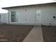 Backyard featuring a neutral stone landscape, an entrance door, sliding glass door, and painted walls at 1922 N 21St Pl, Phoenix, AZ 85006