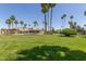 Expansive community green space features mature palm trees and a gazebo for relaxation and enjoyment at 4950 N 78Th St, Scottsdale, AZ 85251