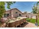 Backyard area with gravel, faux grass, patio, and outdoor lounge area at 51 N Rush St, Chandler, AZ 85226
