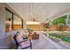 Covered patio featuring comfortable seating, an outdoor television, and backyard access at 5614 N 20Th Dr, Phoenix, AZ 85015