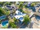 Beautiful aerial view of the backyard and neighborhood showcasing a private pool and well-manicured lawns at 3405 E Knox Rd, Phoenix, AZ 85044