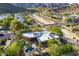 Expansive aerial view of the property highlighting the backyard pool, covered patio, and mountain views at 3405 E Knox Rd, Phoenix, AZ 85044