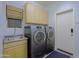 Laundry room with gray, front-loading washer and dryer, a sink, and cabinets at 5520 E Desert Forest Trl, Cave Creek, AZ 85331