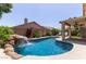 Backyard pool and waterfall feature, surrounded by lush landscaping for a serene retreat at 6787 W Saddlehorn Rd, Peoria, AZ 85383