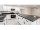 Modern kitchen showcasing a granite island, stainless steel appliances, and white cabinetry at 1852 N Grand St, Mesa, AZ 85201