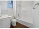 Bright bathroom featuring a shower-tub combination and a modern white vanity at 19973 E Thornton Rd, Queen Creek, AZ 85142
