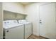Functional laundry room featuring a washer, dryer, and a shelf at 22010 W Solano Dr, Buckeye, AZ 85326