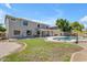 Backyard with pool, patio, green lawn, and spacious lot perfect for entertaining at 7129 S Stadium Way, Gilbert, AZ 85298