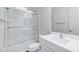 Bathroom with shower-tub combo and a single sink vanity at 751 W Flintlock Way, Chandler, AZ 85286