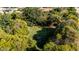 Aerial view of the mature landscaping in the backyard with trees and a fire pit in the center at 19006 E Karsten Dr, Queen Creek, AZ 85142