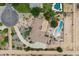 Aerial view of a luxurious home featuring desert landscaping, a long drive way, and a private pool at 21205 E Excelsior Ave, Queen Creek, AZ 85142