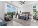Bright and airy main bedroom with large windows, stylish furnishings and neutral decor at 21449 W Mariposa St, Buckeye, AZ 85396