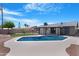 Backyard with sparkling in-ground pool and turf area, enclosed by a black wrought iron fence at 3607 N 79Th Ave, Phoenix, AZ 85033