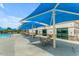 There are tables and chairs available on the poolside patio with protective sun shades at 4283 W Nora Dr, San Tan Valley, AZ 85144