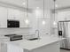 Modern kitchen with white cabinets, stainless steel appliances, and a large center island at 5549 S 246Th Ave, Buckeye, AZ 85326