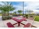 A checker board picnic table with common area seating, firepit, barbecue, desert vegetation at 7618 S Lone Pine Pl, Gold Canyon, AZ 85118