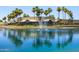 Beautiful lake with fountain, lush landscaping, and mature palm trees at 1825 W Ray Rd # 1134, Chandler, AZ 85224