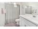 Bathroom featuring shower/tub combination, sleek vanity and neutral finishes at 2052 E Scorpio Pl, Chandler, AZ 85249