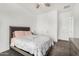 Bedroom features neutral tones and a ceiling fan with white trim at 2052 E Scorpio Pl, Chandler, AZ 85249