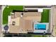 Aerial view of a well-maintained property featuring a large in-ground swimming pool and a manicured lawn at 4202 E Catalina Dr, Phoenix, AZ 85018