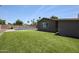 Private backyard featuring an in-ground pool, turf lawn, and a brick wall providing a serene outdoor space at 4202 E Catalina Dr, Phoenix, AZ 85018