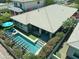 Aerial view of the property with pool, patio, and well-maintained landscaping at 5515 S Caisson Way, Mesa, AZ 85212