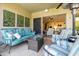 Covered patio with comfortable seating, open to the kitchen and living area at 5515 S Caisson Way, Mesa, AZ 85212
