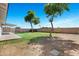 Spacious backyard featuring a covered patio, green grass, and mature trees at 640 S 34Th St, Mesa, AZ 85204