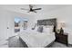 Beautiful main bedroom with a large bed, stylish decor, and access to the backyard at 640 S 34Th St, Mesa, AZ 85204