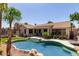 Backyard pool and patio with a well-maintained landscape at 6958 W Morning Dove Dr, Glendale, AZ 85308