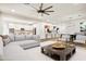 Open-concept living area with a plush sofa, modern decor, and seamless access to the gourmet kitchen at 970 W Zion Way, Chandler, AZ 85248