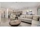 Bright, open living room with modern decor flowing seamlessly into a stylish kitchen and dining area at 1026 N 152Nd Ave, Goodyear, AZ 85338