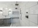 Elegant bathroom featuring a walk-in shower, rainfall showerhead, and built-in niche at 1311 N Congress Dr, Chandler, AZ 85226