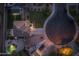 Overhead shot of home, including a pool, patio, shed, lawn, and nearby cul-de-sac at 2661 E Los Alamos Ct, Gilbert, AZ 85295