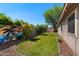 Spacious backyard features an artistic mural and lush landscaping at 2804 N Nebraska St, Chandler, AZ 85225
