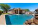 Private pool highlights the waterfall with patio and backyard views at 2804 N Nebraska St, Chandler, AZ 85225