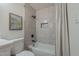 Updated bathroom featuring tile shower and modern fixtures at 3208 N El Dorado Dr, Chandler, AZ 85224