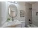 Stylishly updated bathroom features a tub and shower combo with modern fixtures at 3208 N El Dorado Dr, Chandler, AZ 85224
