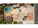 Birds eye view of the rear of the home, the pool, and outdoor seating area at 7749 W Hearn Rd, Peoria, AZ 85381