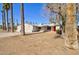 Single-story home featuring a red front door, desert landscaping, and mature palm trees at 809 N Gilbert Ave, Casa Grande, AZ 85122